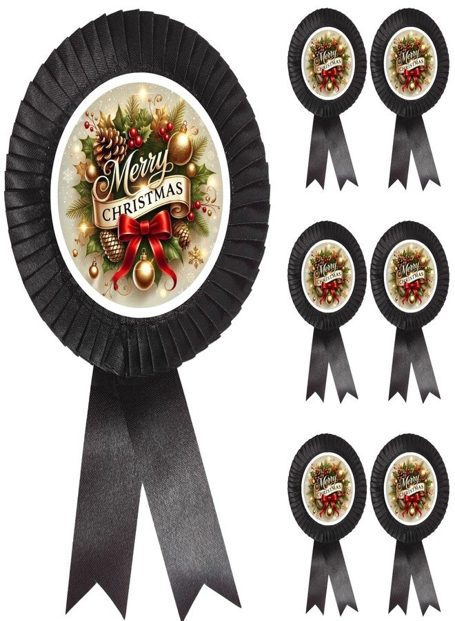 NEXGEN TRENDS Single Line Christmas Satin Ribbon Badge with Merry Christmas Logo - Premium Event Badge for Kids, Schools, Office Parties & Carol Programs (Pack of 10) (Black) - Image 1